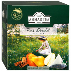 Чай Ahmad Tea Pear Strudel черный листовой со вкусом и ароматом груши и ванили 20 пакетиков по 1.8 г