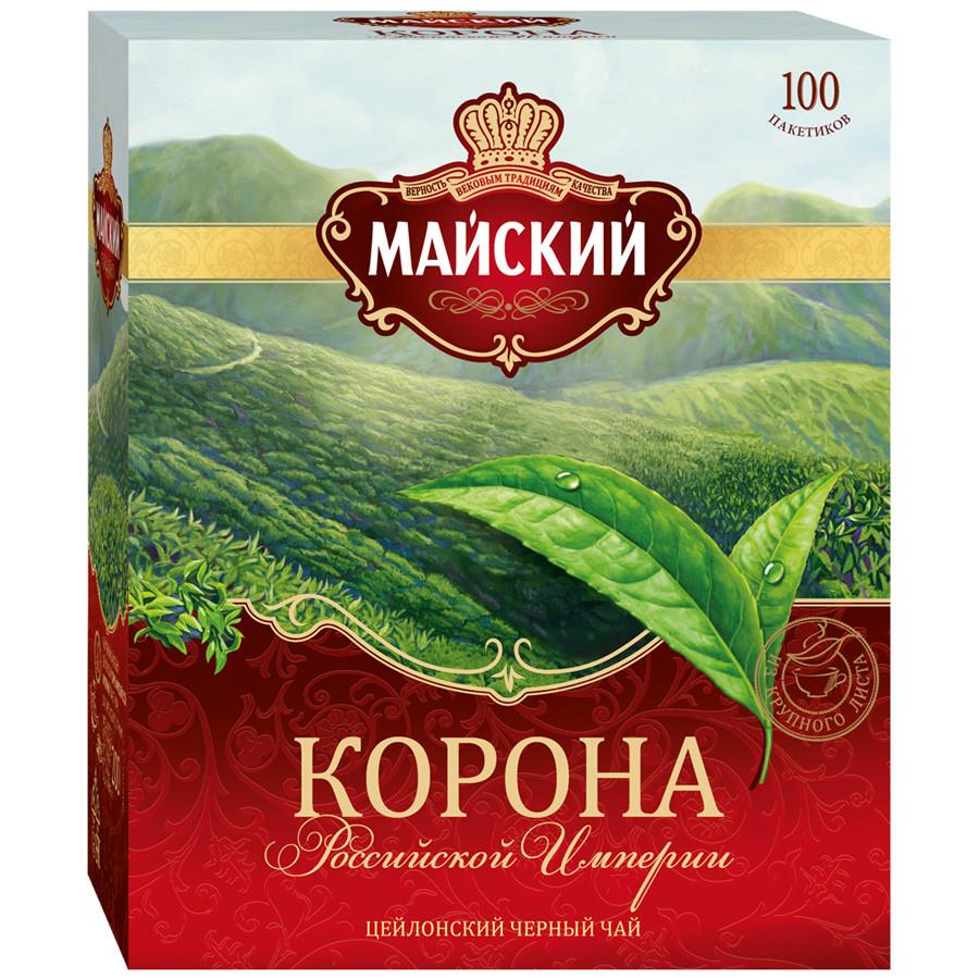Чай Майский Корона Российской Империи черный 100 пакетиков по 2 г
