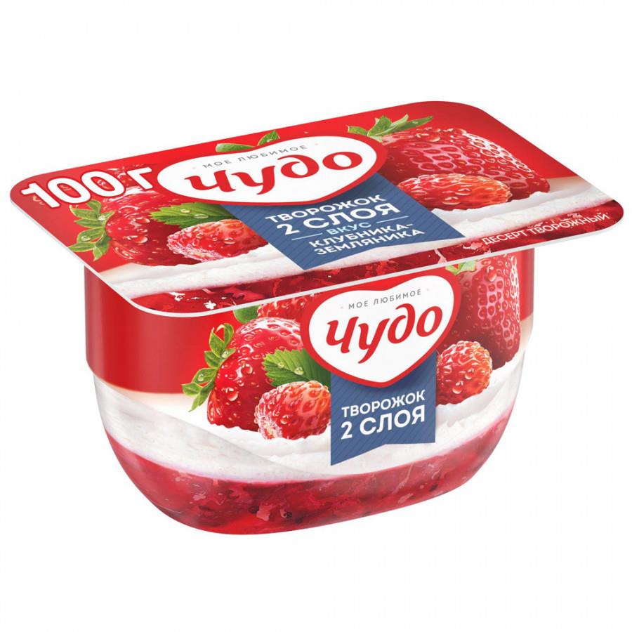 Творожок Чудо взбитый с клубникой и земляникой 4% 100 г