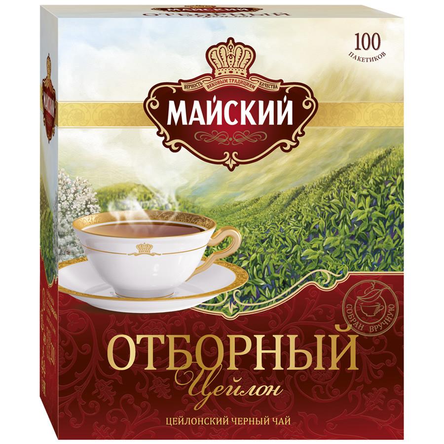 Чай Майский Отборный черный 100 пакетиков по 2 г