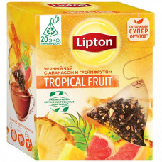 Чай Lipton Tropical Fruit Tea черный с ананасом и грейпфрутом 20 пирамидок по 1.8 г Чай Lipton Tropical Fruit Tea черный с ананасом и грейпфрутом 20 пирамидок по 1.8 г