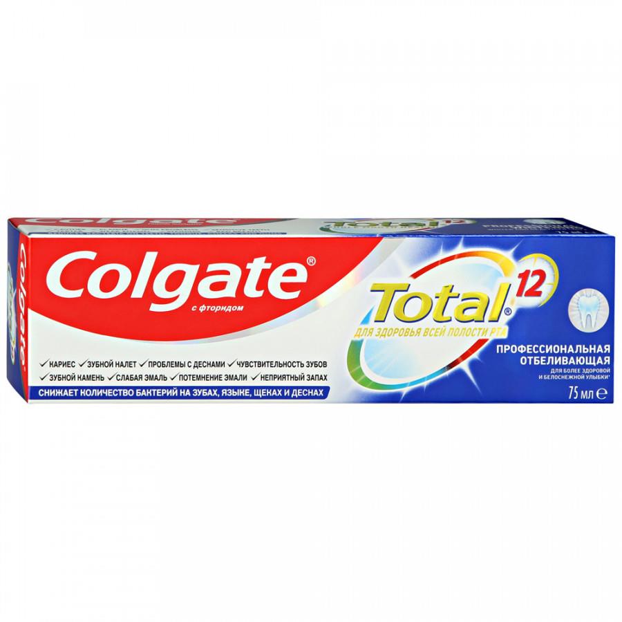 Зубная паста Colgate Total 12 Профессиональная Отбеливающая комплексная антибактериальная 75 мл