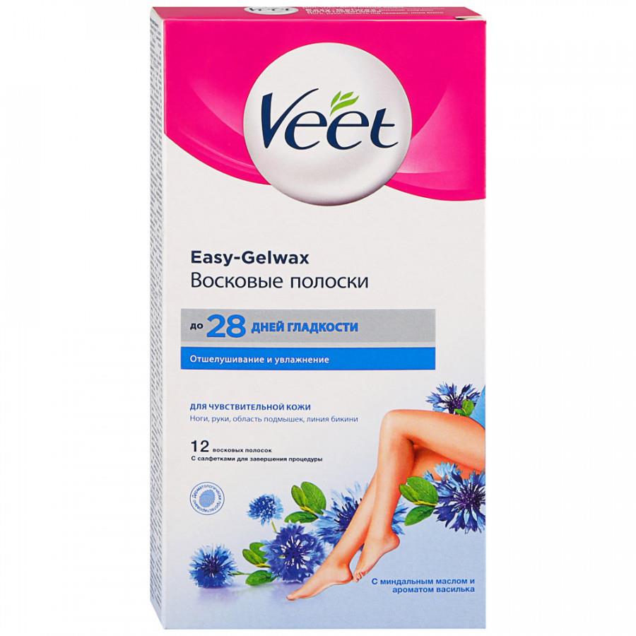 Полоски восковые для депиляции Veet 12 штук и 2 салфетки