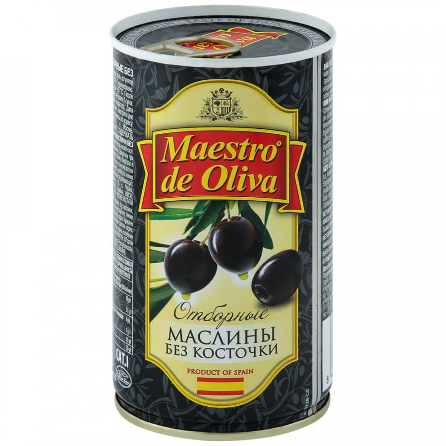 Маслины Maestro de Oliva Черные отборные без косточек 360 г