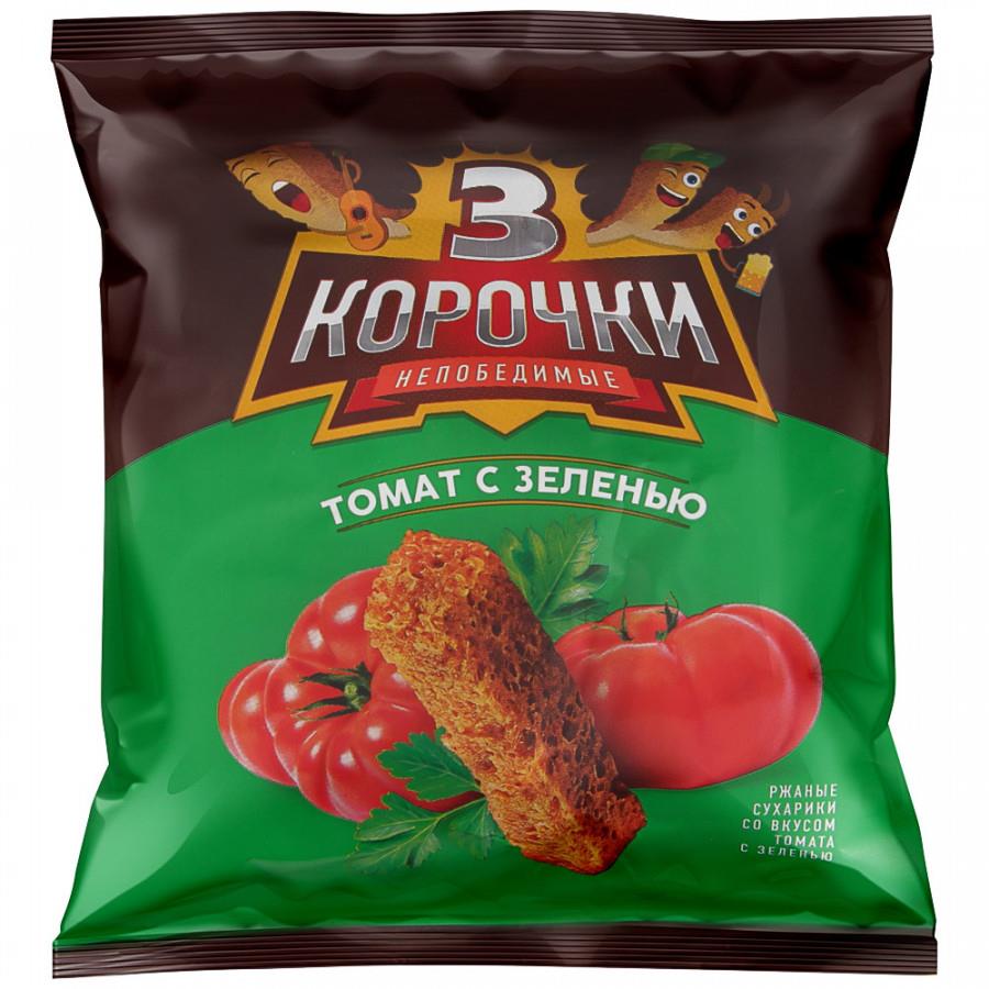 Сухарики Три корочки ржаные со вкусом томата и зелени 40 г