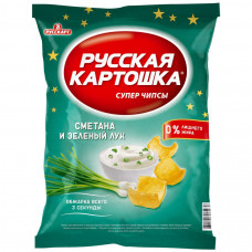 Чипсы Русская картошка картофельные со вкусом сметаны и зеленого лука 80 г Чипсы Русская картошка картофельные со вкусом сметаны и зеленого лука 80 г