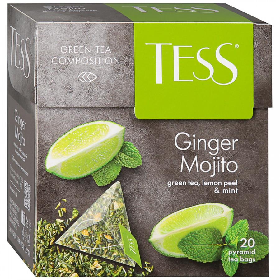 Чай Tess Ginger Mojito зеленый с цедрой лимона и мятой 20 пирамидок по 1.8 г