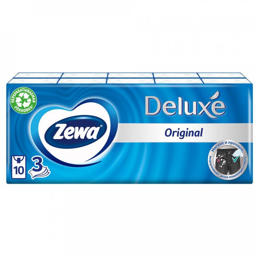 Бумажные платочки Zewa Deluxe 3-слойные 10 штук