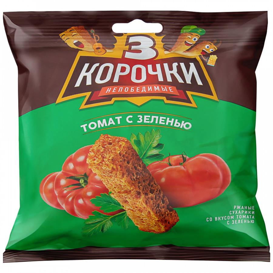 Сухарики Три корочки ржаные со вкусом томата и зелени 100 г