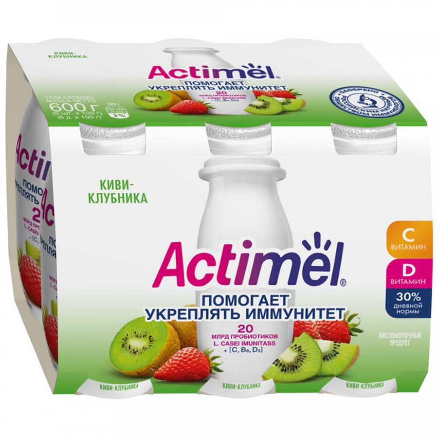 Кисломолочный напиток Actimel с киви и клубникой 2.5% 100 г