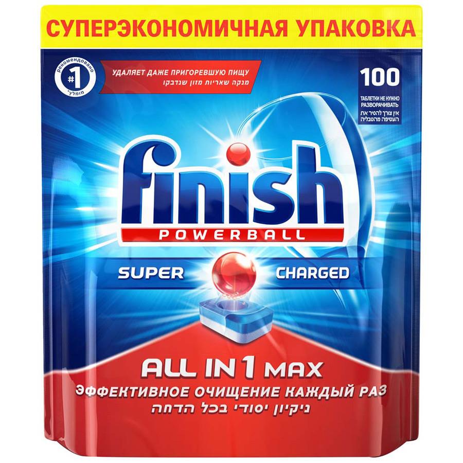 Средство для мытья посуды в посудомоечной машине Finish Powerball All in 1 Max в таблетках 100 штук
