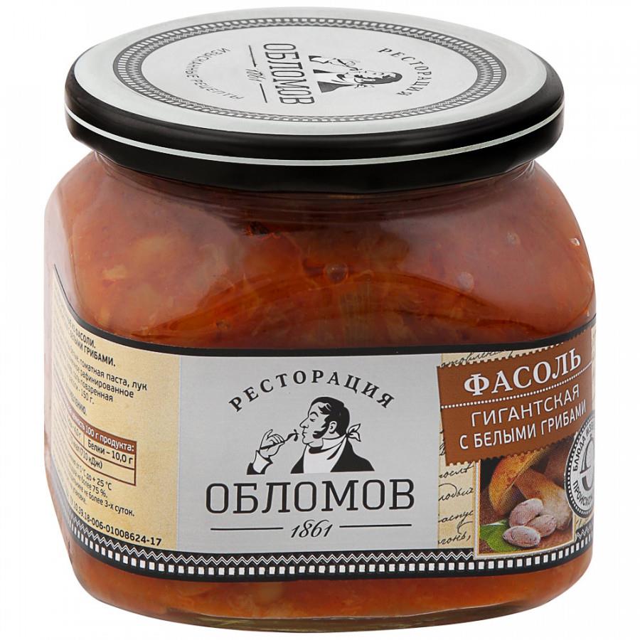 Фасоль Ресторация Обломов гигантская с белыми грибами 420 г