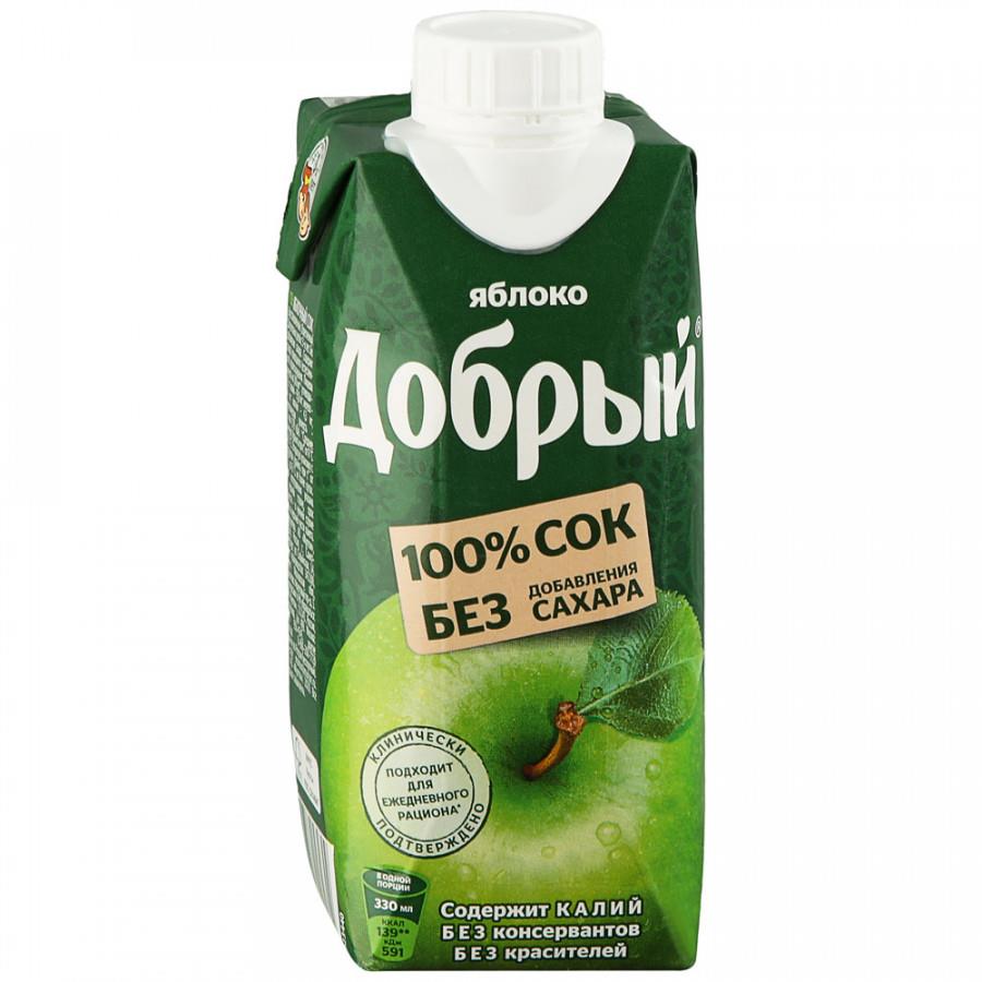 Сок Добрый Яблочный 100% 0.33 л