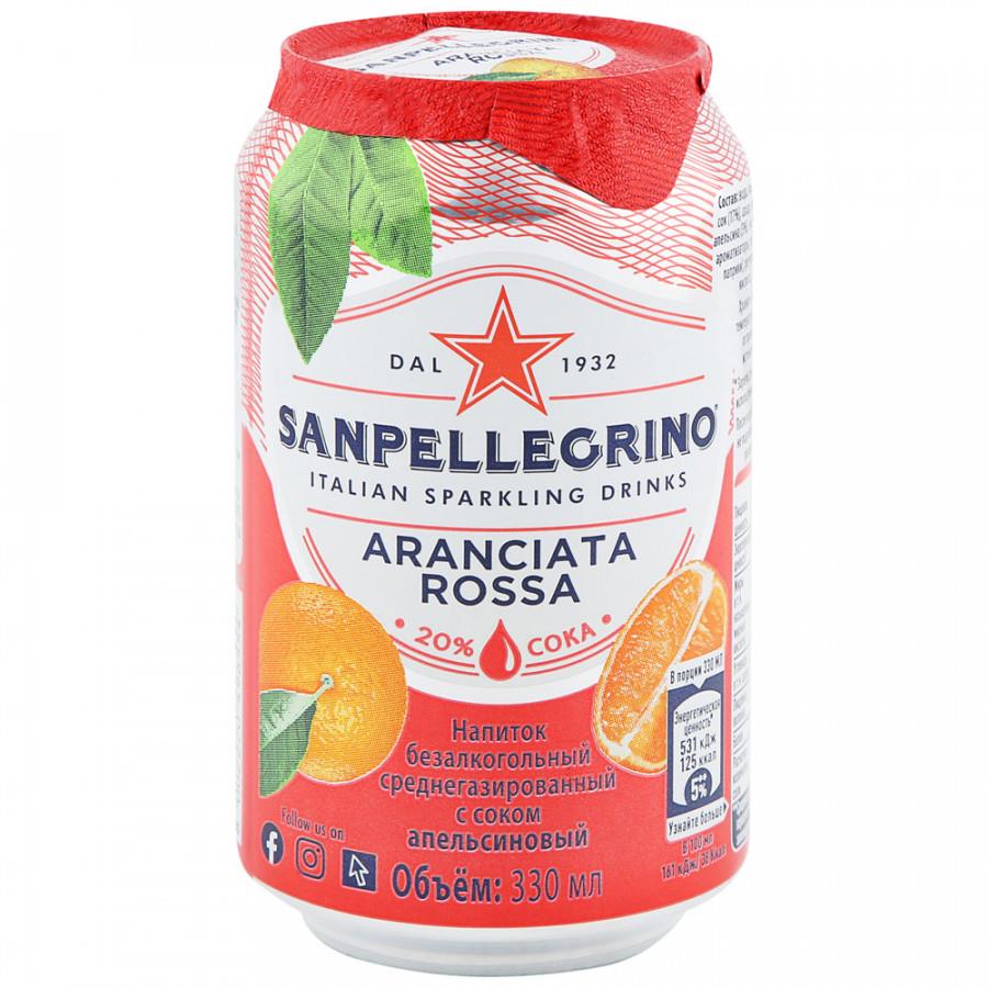 Напиток Sanpellegrino Aranciata Rossa Красный апельсин безалкогольный сокосодержащий газированный 0.33 л