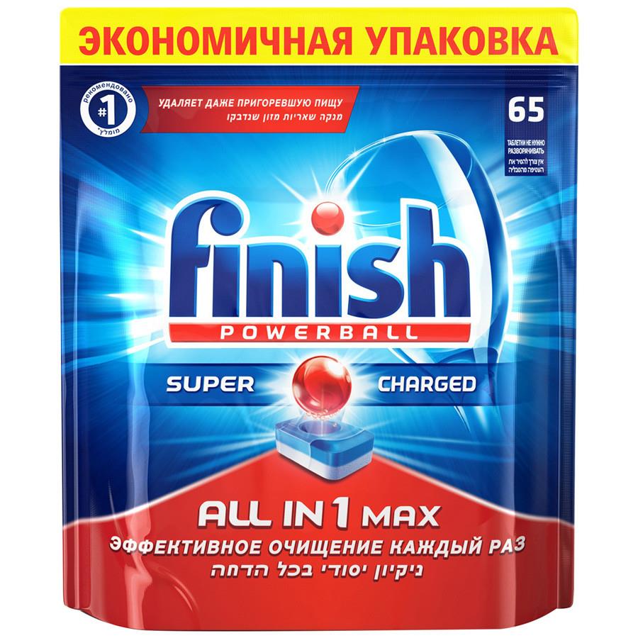 Средство для мытья посуды в посудомоечной машине Finish All in 1 Shine&Protect в таблетках 65 штук