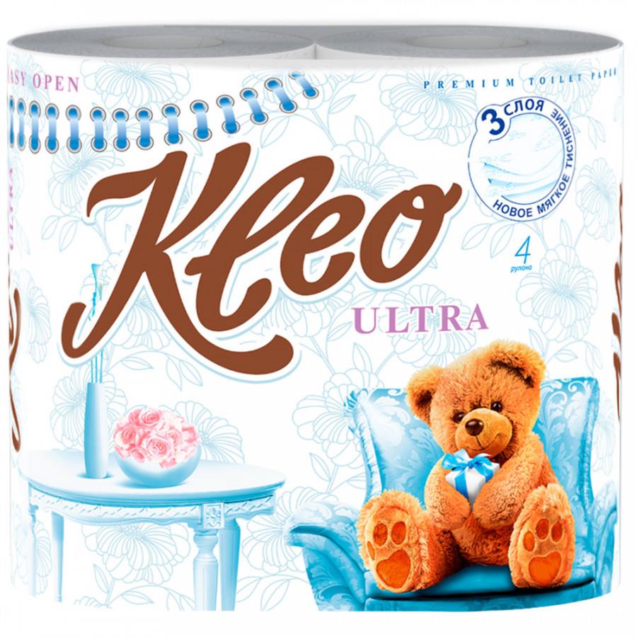 Туалетная бумага Kleo Ultra 3-слойная 4 рулона