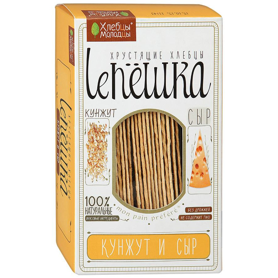Хлебцы хрустящие Хлебцы Молодцы Lепёшка Кунжут и Сыр 150 г