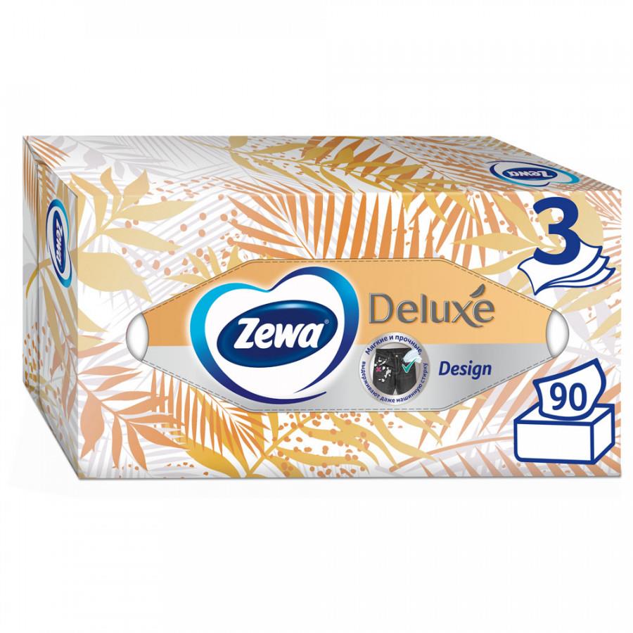 Салфетки Бумажные Косметические Zewa Deluxe Дизайн 3 слоя 90 штук