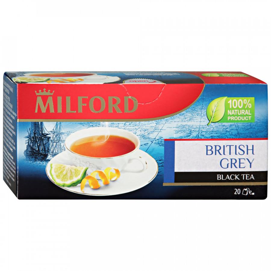 Чай Milford British Grey черный с Био маслом бергамота 20 пакетиков по 1.75 г
