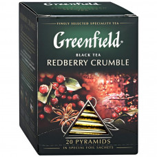 Чай Greenfield Redberry Crumble черный с ароматом брусничного пирога 20 пирамидок по 1.8 г