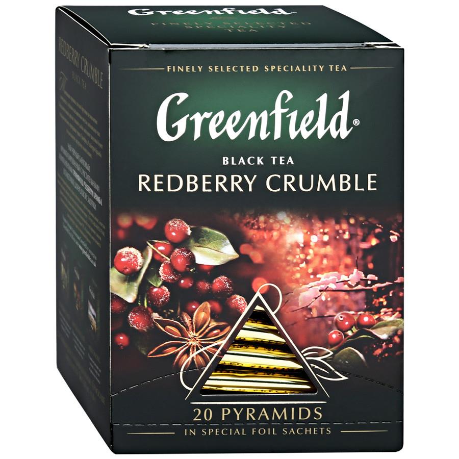 Чай Greenfield Redberry Crumble черный с ароматом брусничного пирога 20 пирамидок по 1.8 г