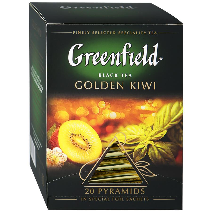 Чай Greenfield Golden Kiwi черный с ароматом золотого киви 20 пирамидок по 1.8 г