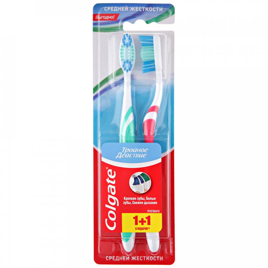 Зубная щетка Colgate Тройное действие средней жесткости 2 штуки