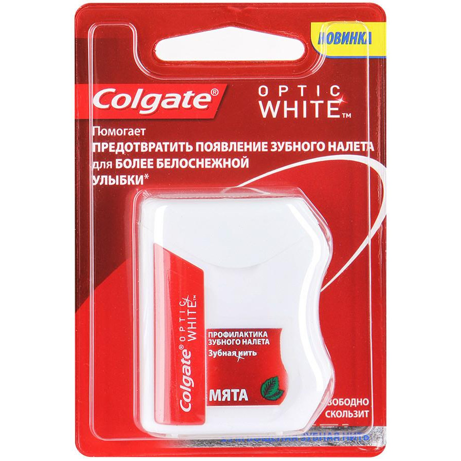 Зубная нить Colgate Optic White Мята профилактика зубного налета 25 м