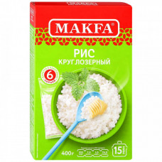 Крупа рис круглозерный Makfa шлифованный 400 г (6 пакетиков по 66.5 г)