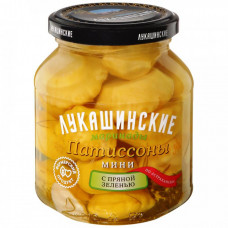 Патиссоны Лукашинские Маринады мини с пряной зеленью 340 г
