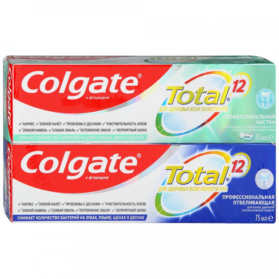 Зубная паста Colgate Total 12 Профессиональная чистка 75 мл+Профессиональная отбеливающая 75 мл