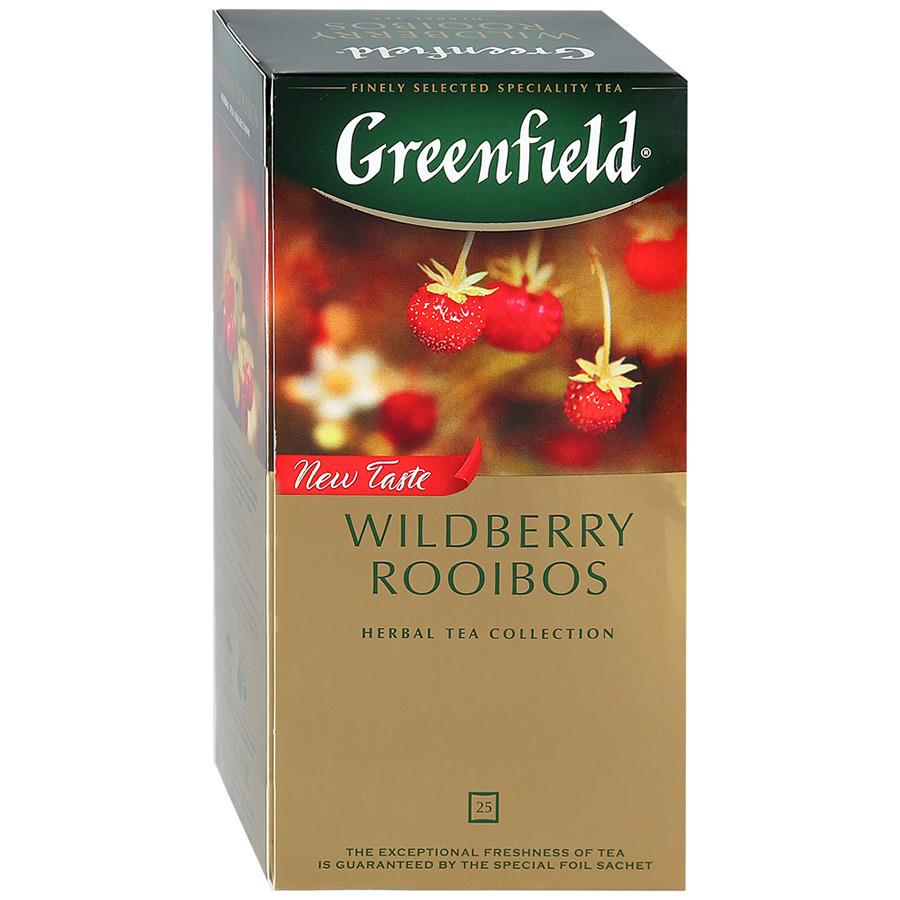 Напиток Greenfield Wildberry Rooibos чайный с кусочками ягод земляники и клюквы 25 пакетиков по 1.5 г