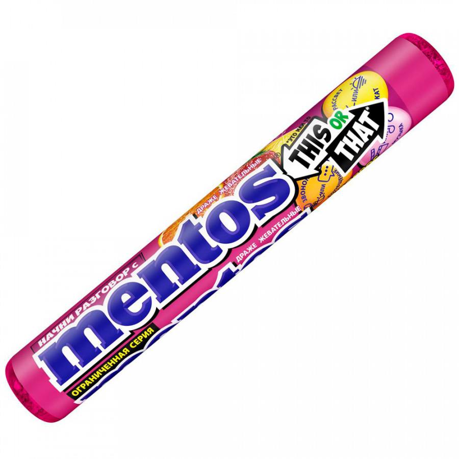 Драже Mentos Клубника-апельсин-лимон жевательные 37г