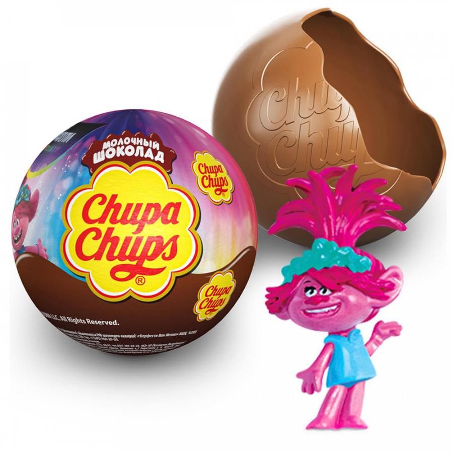 Шар Chupa Chups Тролли из молочного шоколада с игрушкой внутри 20 г