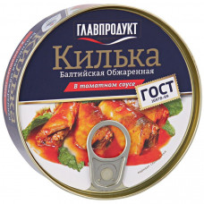 Килька Главпродукт Балтийская неразделанная обжаренная в томатном соусе ГОСТ 230 г Килька Главпродукт Балтийская неразделанная обжаренная в томатном соусе ГОСТ 230 г