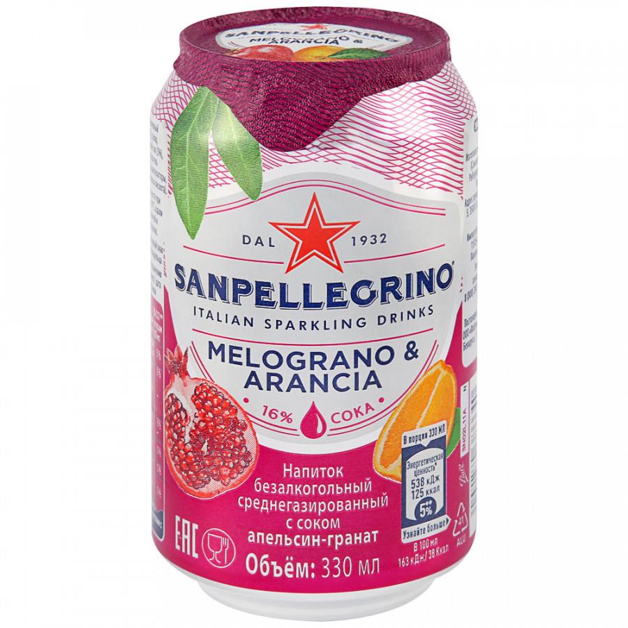 Напиток Sanpellegrino Melograno e Arancia Апельсин-Гранат безалкогольный сильногазированный 0.33 л