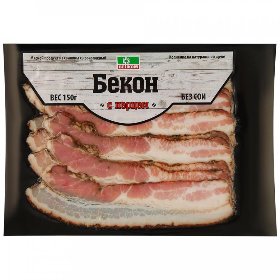 Бекон сырокопченый Велком с черным перцем нарезка 150 г
