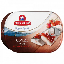 Сельдь атлантическая филе Санта Бремор в томатном соусе 190 г