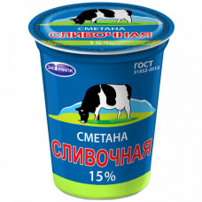 Сметана Экомилк сливочная 15% 315 г