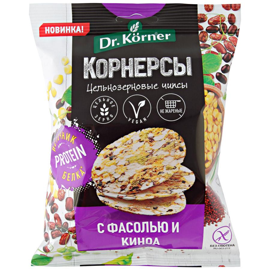 Чипсы кукурузно-рисовые Dr.Korner цельнозерновые с горошком фасолью и киноа 50 г