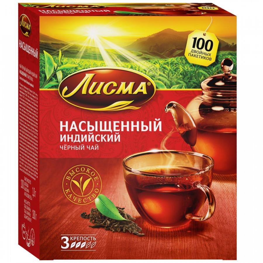Чай Лисма Насыщенный черный 100 пакетиков по 2г 