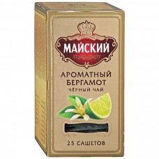 Чай Майский Ароматный Бергамот черный с ароматом бергамота и мяты 25 сашет по 2 г