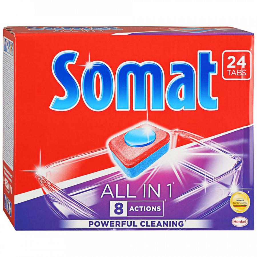 Средство для мытья посуды в посудомоечной машине Somat All in 1 в таблетках 24 штуки