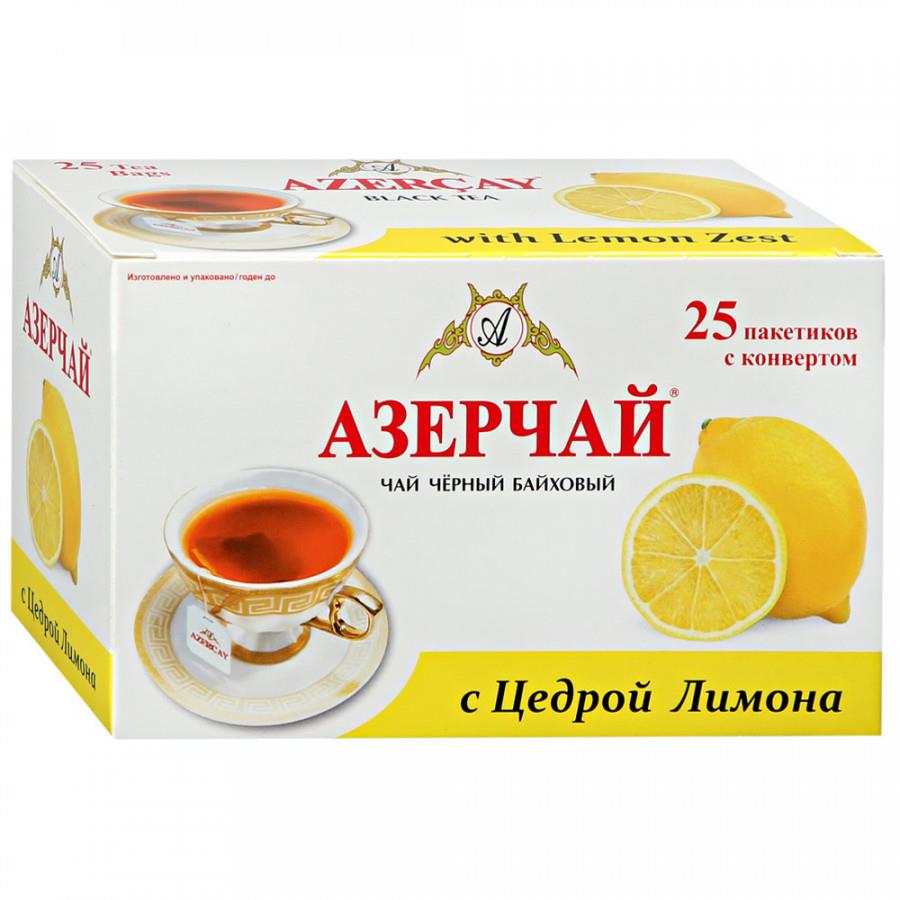 Чай Азерчай черный с лимоном 25 пакетиков по 1.8 г