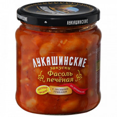 Фасоль Лукашинские печеная по-деревенски с лесными грибами 450 г