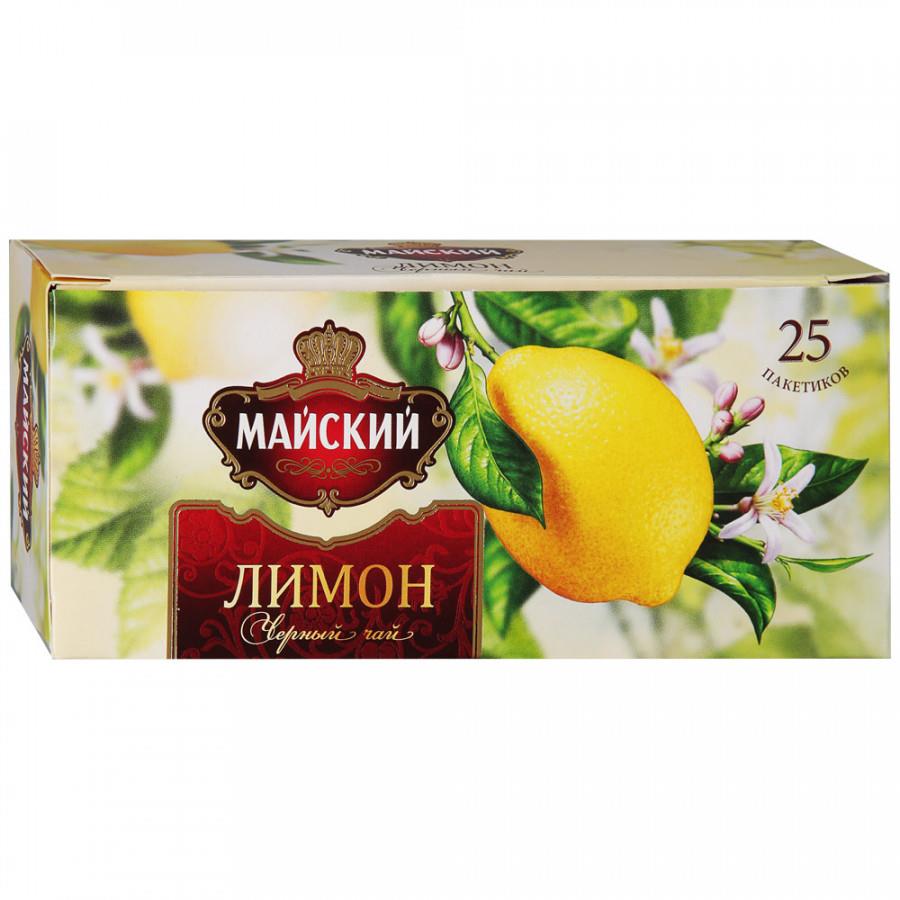 Чай Майский Лимон черный с ароматом лимона 25 пакетиков по 1.5 г