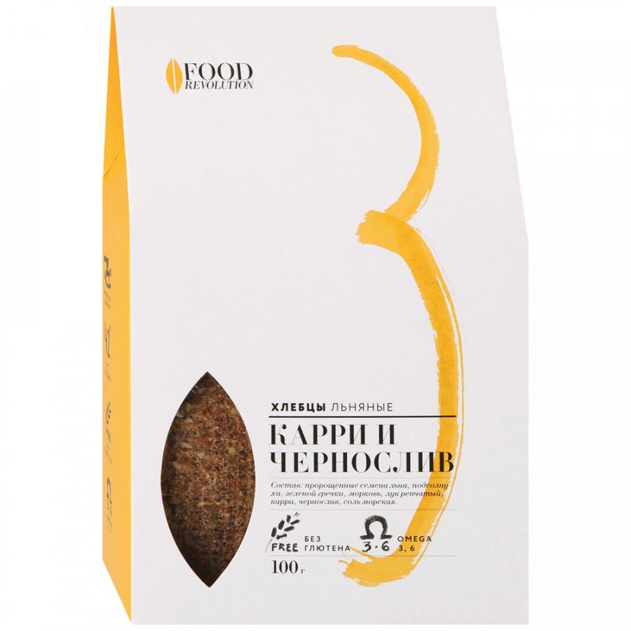 Хлебцы льняные Food Revolution Карри и чернослив 100 г
