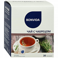 Чай Bonvida черный крупнолистовой с чабрецом 20 пакетиков по 2 г