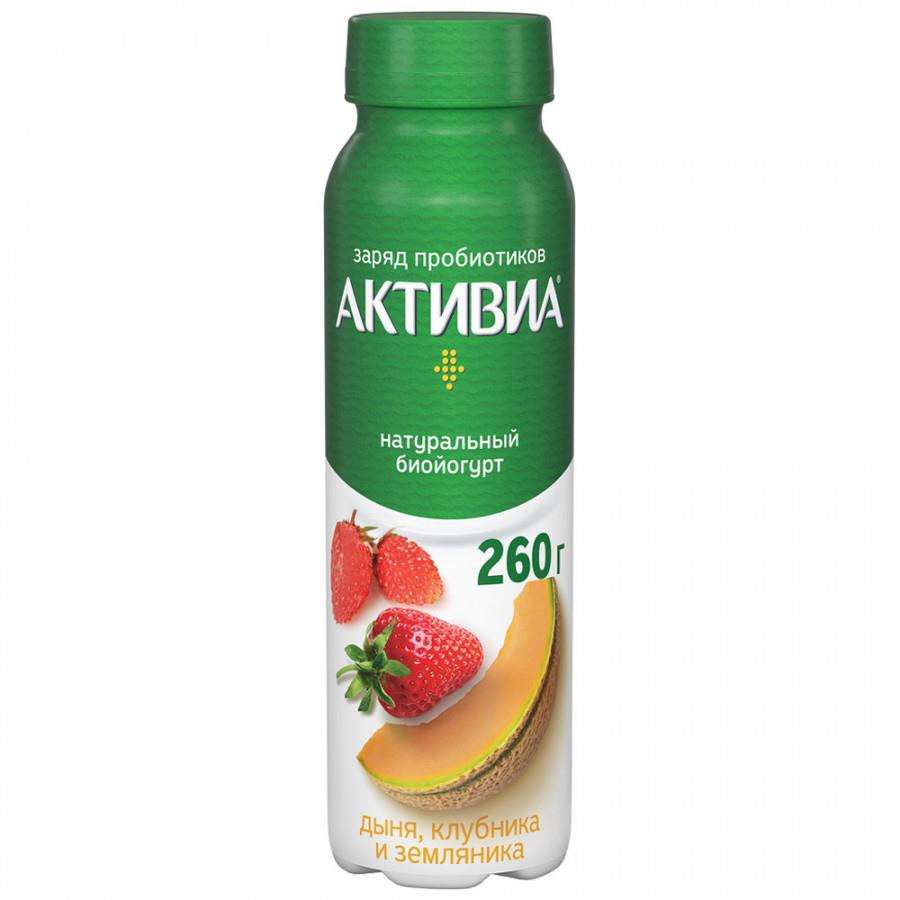 Йогурт Активиа питьевой с дыней клубникой и земляникой 2% 260 г