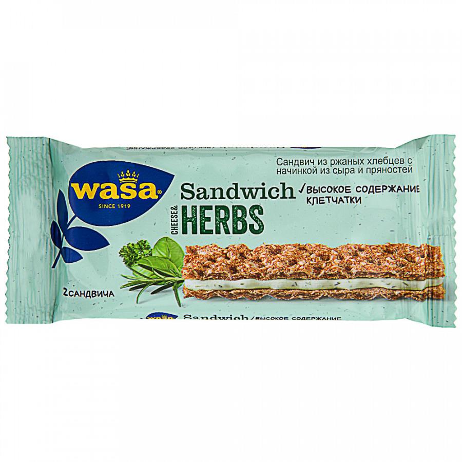 Сандвич из ржаных хлебцев Wasa Cheese Herbs с начинкой из сыра и пряных трав 30 г